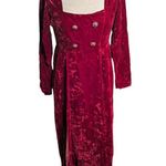Vtg 1970s Red Crushed Velvet Double Breasted Medieval Renaissance Dress 10 11 Photo 1