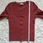 Madewell Top Scoopneck Cardigan Sweater Button Front Ribbed Weathered Brick M Photo 10