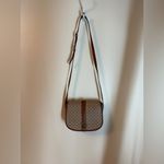 CELINE Vintage Crossbody Bag Macadam Canvas And Tan Brown Leather Trim With Gold Photo 13