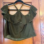 Aeropostale Olive Green Ruffle Velvet off the shoulder top Photo 1