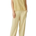 Eileen Fisher Organic Linen Cotton Knit Slub Square Top L Yellow Classic Resort Photo 1