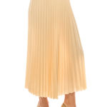 yal new york. CLASSIC PLEATED CREAM MIDI SKIRT Photo 2