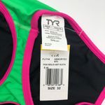 Tyr. Womens Diamondfit One Piece Swimsuit Keyhole Back Colorblock Pink Green 32/M Photo 2