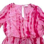 Pink Lady Bright Pink Barbie Hippie Boho Preppy Tie Dye Bell Sleeve Mini Romper Size M Photo 1
