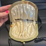 None Vintage Black Evening Bag with Gold Accents and Kiss lock Photo 2