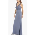 Adrianna Papell  Lace Illusion Gown Women's 2 Dusty Blue Sleeveless V-Neck NWT Photo 9