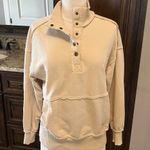 Comfy Tan Pullover Snap up Turtleneck Sweatshirt New Size XS Photo 0