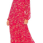 Free People  WALLFLOWER‎ PRINTED MIDI DRESS, RASPBERRY COMBO Photo 0