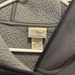 LL Bean Fleece Hooded Mid Length Button Down Jacket Womens Size Large Gray Photo 2