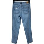 American Eagle SZ 4 LONG Mom Jeans Distressed / Rips Mid-Rise Zip-Fly Whiskered Photo 4