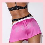 PINK - Victoria's Secret PINK VICTORIA’S SECRET Silky Pink Pajama Shorts Bling “PINK Backside Logo SMALL Photo 5