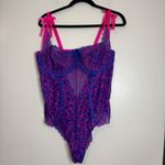 Savage X Fenty Bodysuit Corset Lace Pink Blue Bows Tie Straps Plus Size 2X Purple Photo 1