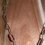 Red Austrian Crystal Paperclip Ion Plated Rose Gold Stainless Steel Necklace Photo 5