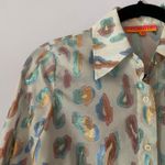 Vilagallo White Animal Print Metallic Colorful Button Down Shirt Women's size 36 Photo 3