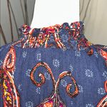 LASCANA Vibrant Blue and Orange Long Sleeve Tie Front Blouse Size 6 Photo 6