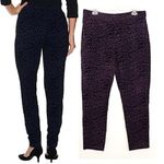 Susan Graver Weekend Flocked Cotton Spandex Leggings Purple Leopard Cheetah M Photo 1