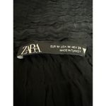 ZARA Black Long Sleeve Striped Textured Collared Button Down Shirt Blouse Top M Photo 3