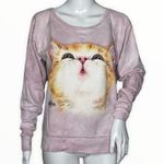 The Mountain Sweatshirt Womens Medium Pink So Kissable Cat Slouch Crew Tie Dye Photo 0