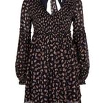 Free People Marina Mini Dress Long Sleeves Tie Back Navy Blue Women's Size XS Photo 0