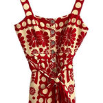 Farm Rio Womens Palermo Linen Romper Size M Red White Resort Tropical Vacation Photo 0