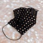 100% Premium Cotton Reusable Face Mask Black And Rose Gold Metallic Polka Dots Photo 2