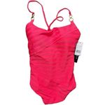 La Blanca  Linea Costa Cross Back One‎ Piece Swimsuit 10 Coral Photo 4