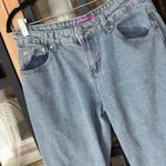 Edikted  bow jeans embroidered straight relaxed low rise light wash baggy blue Photo 4