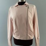 H by Halston Moto Jacket Size 14 Pink French Terry Crop Motorcycle Jersey Photo 4