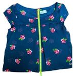 Hollister Dark Blue & Red Floral Sheer Blouse Size Medium Photo 4