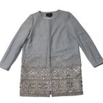 J.Crew NWT Collection Embellished Cocoon Coat in Gray Beaded Wool Topcoat 8 Photo 1