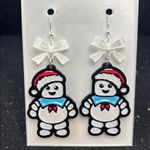 Stay Puft Marshmallow Man Christmas Earrings with White Bows Photo 2