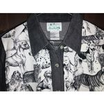 The Quacker Factory LARGE Embroidered Denim Shirt Dogs Fido Beaded‎ Rhinestone Black Photo 1