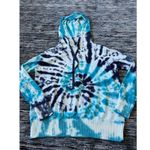 AQUA Womens Blue White Tie-Dye Pullover Hoodie Cotton Sweater size M Photo 7