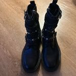 ZARA Triple Buckle Tie Up Zip Up Black Boots size eu 36 Photo 2