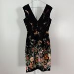 ZARA  WOMAN Black Floral V Neck Cap Sleeve Sheath Dress Size M Photo 4