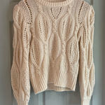 Charmed Hearts  Women's S Pearl Embellished Cream Fancy Knit Long Sleeve Sweater Photo 0