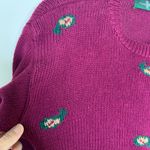 Hunt Club Vintage  Maroon Sweater Floral Design Sz Small Linen Cotton Photo 7