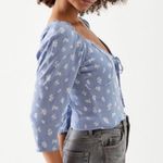 Kendall + Kylie  PACSUN Tie Front Bustier Top Blue Floral Size XS Photo 2