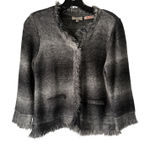 The Limited  Scandal Collection Gray Fringe Knit‎ Cardigan Sweater Wool Blend Photo 0