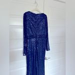 Mac Duggal  Ieena Long Sleeve Sequined Gown‎ in Midnight Blue- NWT Photo 8