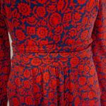 Boden cotton blend red floral print long sleeve dress‎ with pocket, size 4 Red Photo 5