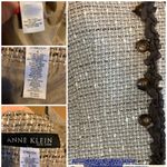 Anne Klein BROWN & BEIGE TWEED W/CHIFFON TRIM WOOL BLEND BLAZER (4) Photo 12