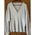 Free People  Callisto Henley Baby Blue Waffle Knit Oversized Women’s size XS Photo 5