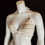 Roxy  Cream & Black Striped Halter Bikini Top (M) Photo 0