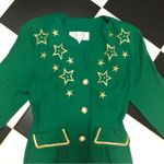 Vintage 80s Bachio Embroidered Stars Long Blazer Jacket Ringleader Leprechaun M Green Size M Photo 2