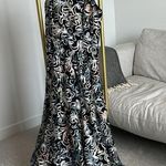 Tahari multicolor appliqué black full length gown sleeveless mesh top sz 2 Photo 0