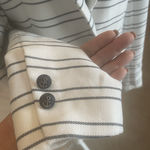 Katherine Barclay Katherine Barclay White Navy Blue Strips Blazer Sz M One Button Jacket Nautical Photo 3