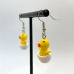 Yellow Chick Hatching Baby Chicken Earrings Photo 3
