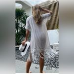 SheIn  Fringe gauze crochet semi sheer belt tie kimono short sleeve NEW size OS Photo 1