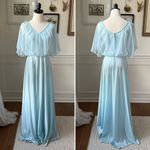 Vintage 70s Baby Blue Pearl Caplet Formal Dress Gown XS Photo 1